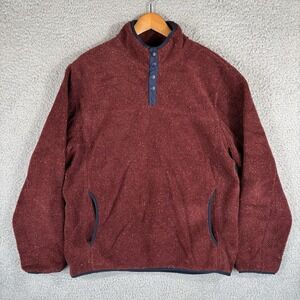 J Crew Sweater Mens Large‎ Burgundy Nordic Sherpa Fleece T Snap Pullover AQ009